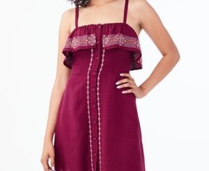 EMBROIDERED FIT & FLARE DRESS